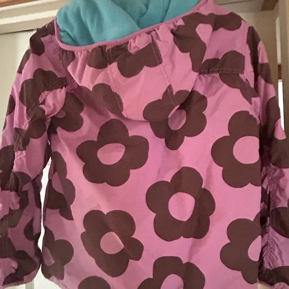 Mini Boden Kids Puffy PufferJacket Purple Pink Brown Floral Winter Coat 11/12 - Picture 4 of 4
